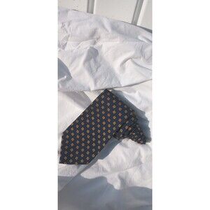 Lauren Ralph Lauren Navy Blue Men's Tie W/Yellow Geometric Jacquard Made In USA
